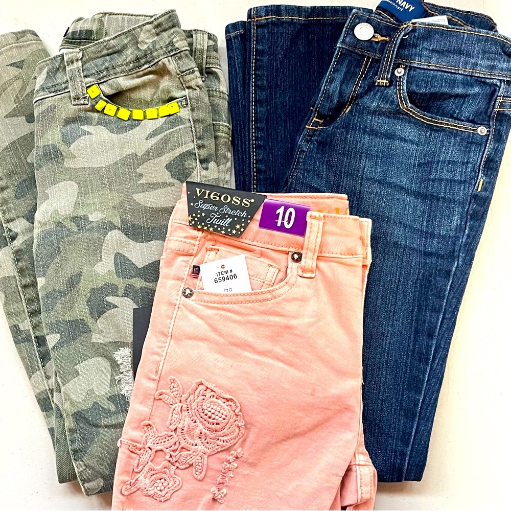 GIRLS SIZE 10 BUNDLE! - Jeans in Camo, Pink, & Navy